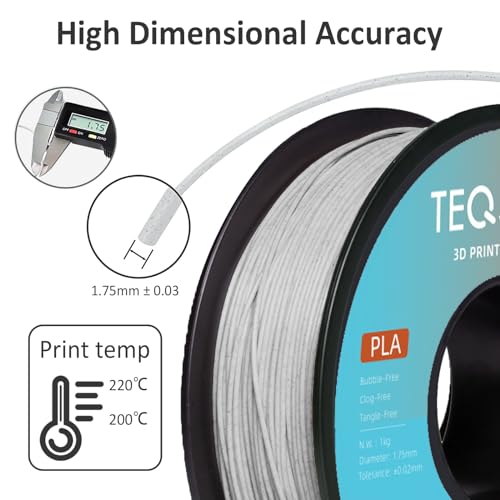 Image of PLA Filament 1.75mm Marble Grey, Stone-Like Texture, Consistent Diameter + /- 0.03mm, Vacuum Packaging 3D Printer Filament 1KG Spool