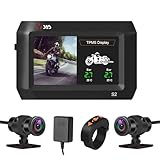 VSYSTO バイク用ドライブレコーダー 前後カメラ 3インチ S-ONY307センサー STARVIS TPMS 通話 音楽再生 音声対応可 150°広角 有線リモコン GPS ストップウォッチ機能 WIFI 24時間駐車監視 リバース連動 USB給電可 エンジン連動 全体防水ループ 緊急 衝撃録画 日本説明書 バイク ドラレコ