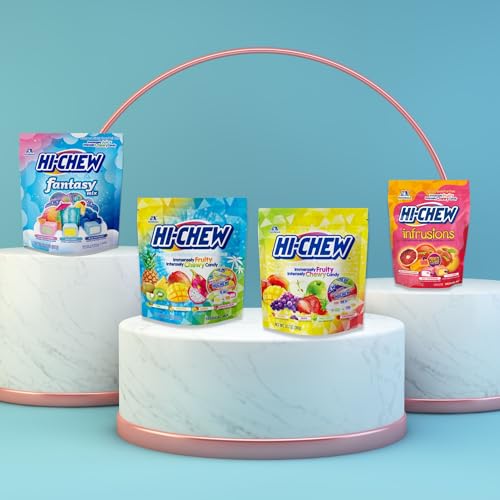 HI-CHEW Variety Mix Bulk, 220+ Pieces, 4 Stand Up Pouches - 13 Flavors Bulk, Sweet and Sour Chewy Candy, Unique Fun Soft - Immensely Juicy Fruity Flavors for Candy Treats & Sharing Treats
