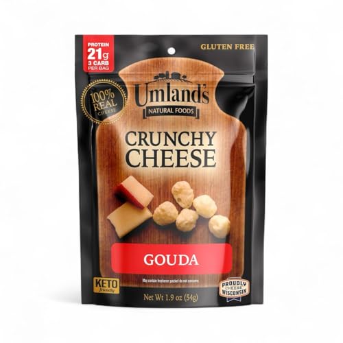 Umland’s Crunchy Cheese – Gouda (1 × 1.9 oz Bag) | 100% Real Wisconsin Cheese, Keto, Low-Carb, High-Protein, Gluten-Free, Shelf-Stable Snack