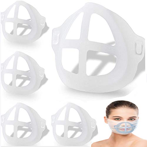 5PCS Silicone 3D Face Mask Bracket, Masks Internal Support Frame to Creating More Breathing Space for Comfortable Wearing, Lipstick Makeup Protection, Semi-Transparent