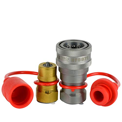 Image of TEMCo 1 /2 inch Female NPT Thread 1 /2 inch Body Pair Hydraulic Coupler ISO 7241B Poppet ValveQuick Connect for Tractors and Ag Equipment Fits Pioneer Parker Format - HF0072 (HF0070 + HF0071)