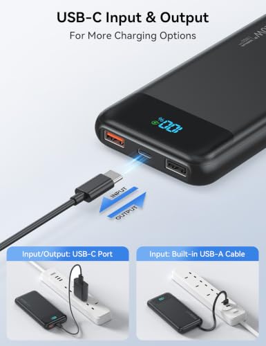 Nusyddy Portable Charger 10000mAh with 4 Built-in Cables & 6 Outputs Black - image 6