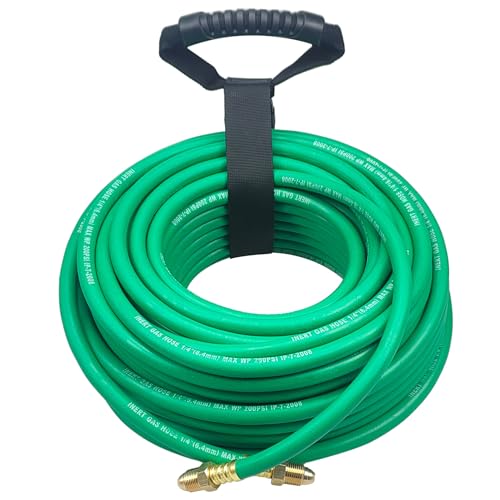 100FT Argon Gas Hose Inert Gas Welding Hoses for MIG/TIG Welding Regulator Argon/CO2 Flowmeter Regulator Hose 5/8 UNF-18RH NPT Fittings Welding Accessories for MIG/TIG Welder