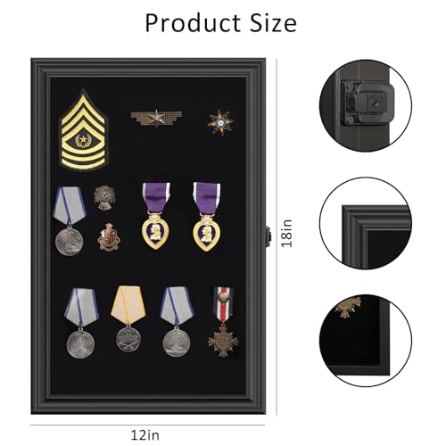 Image of VERANI Pin Display Case Badge Display Frame 12x18 Black for Beach Tags
