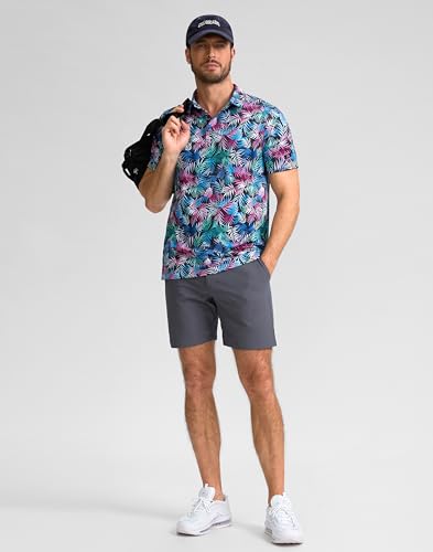 Image of Obla Mens Golf Polo Shirts Short Sleeve Dry Fit Performance Moisture Wicking Casual Print Collared Golf Shirts for Men