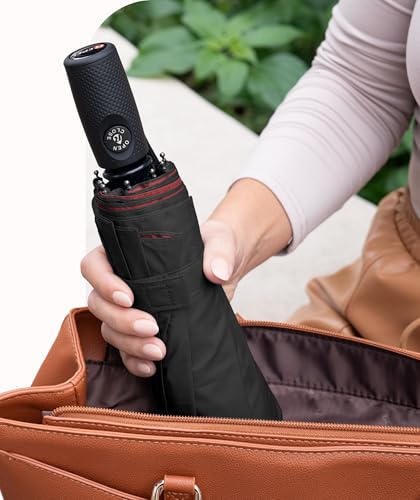 Image of Repel Windproof Travel Umbrella - Compact & Withstands Winds up to 100MPH, Strongest Premium Auto Folding Umbrella for Rain and Sun - Durable, Light & Portable for Women & Men, Fits Backpacks & Cars