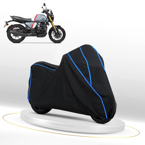 Image of Waterproof Bike Cover for TVS Ronin | Heavy Duty Polyester | All-Weather, Dustproof, UV Protection | Triple Stitched Elastic Hem, Snug Fit Black