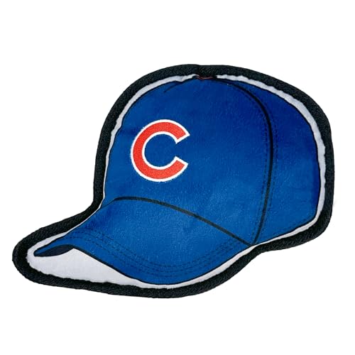 Pets First MLB Chicago Cubs Baseball Cap Tough Toy for Dogs, Best MLB Dog Toy with Team Logo