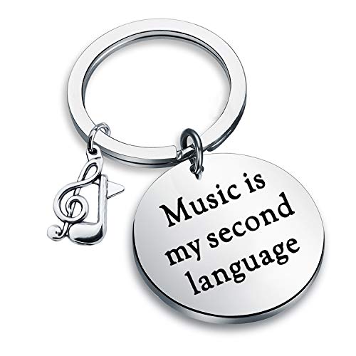 CENWA Music Lover Gift Musician Jewelry Music Is My Second Language Music Note Keychain Gift for Music Teachers Artists and Musicians Music Enthusiast Gift(Music is my second language K)