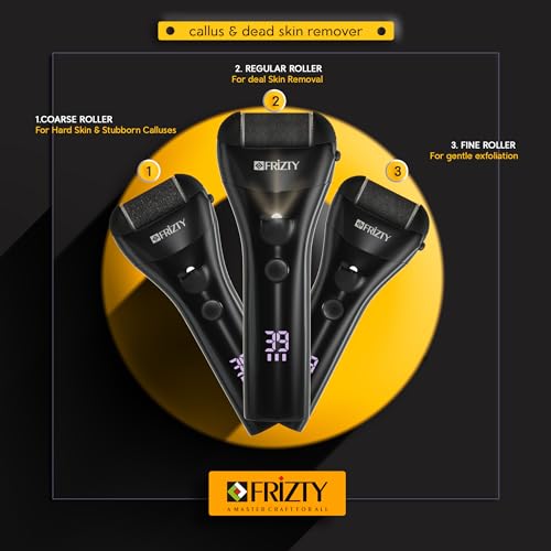 Frizty Rechargeable Callus Remover for Feet | 1 Year Warranty | Foot scrubber for dead skin | 3 Roller Heads for Dead Skin Removal | 3 Speed... - Image 2