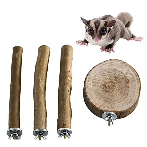 Neouza Sugar Glider Cage Stand Pole And Platform Made Of Natural Eucalyptus,Molar Paw Grinding Standing Climbing Toy cover