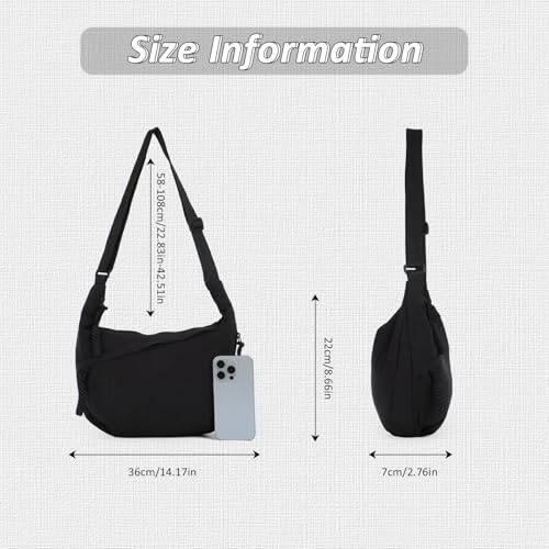 Image of Fecialy Crescent Hobo Crossbody Bag - Multi-Pocket Sling Moon Slouchy Dumpling Bag for Women & Men