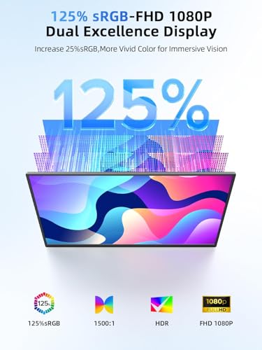 Image of UPERFECT Portable Monitor Touchscreen 15.6 Inch 125% sRGB Travel Monitor Built-in Adjustable Stand, Speaker, VESA Mountable, USB-C HDMI Ultra-Slim Second Screen for Laptop Mac-Book Phone Game Console