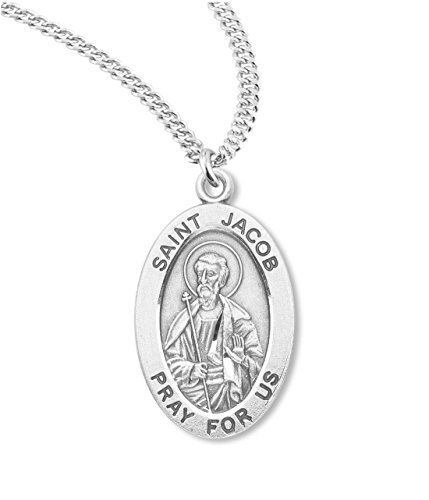 BERTOF SAINT JACOB STERLING SILVER Medal 7/8" Oval With Chain & Copyrighted Paul Herbert Blessing SILPATRON Series