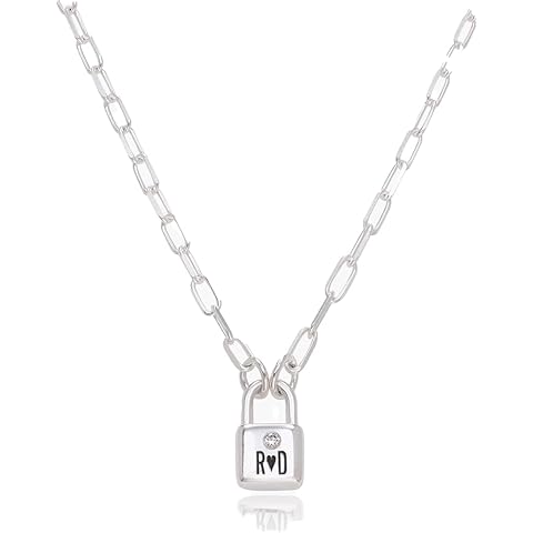 OAK & LUNA - Personalized Initial Lock Necklace with Diamond Options - Dainty Gift for Mom, Grandma, Her, Women - Chirstmas, Birthday, Anniversary