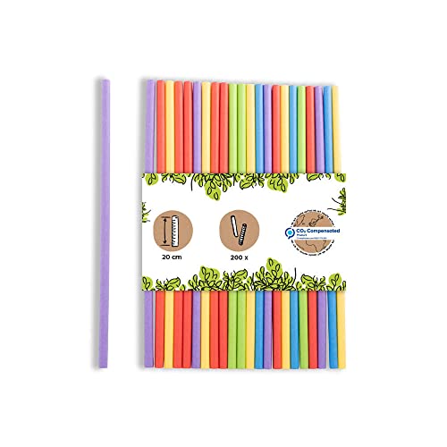 BIOZOYG Paille en papier 20 cm Ø 6 mm - Biodégradable - Multicolore - 2800 pièces