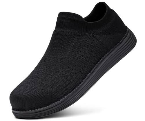 Image of LARNMERN Slip on Steel Toe Shoes for Men Women Composite Toe Shoes Slip on Sneakers Work Safety Shoes Comfortable Lightweight Construction Running Walking Tennis Shoes