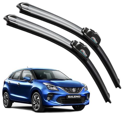 Image of Frameless Rubber Car Wiper Blades Set of 2 Compatible with (Baleno (2015-Till Date) (D-21,P-18))