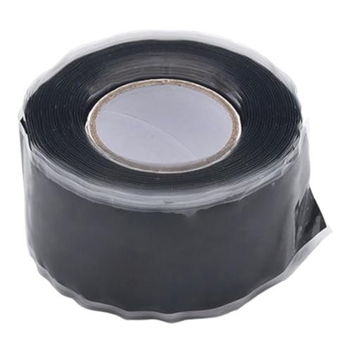 Image of Black Self-Fusing Silicone Repair Tape, Waterproof Pipe Sealing Tape, Insulating Silicone Grip Tape, Rubber Hose Repair Tape, Stretch-Resistant Leak Stop Tape for Cars, Pipes, Hoses (1 Inch X 5 Ft)