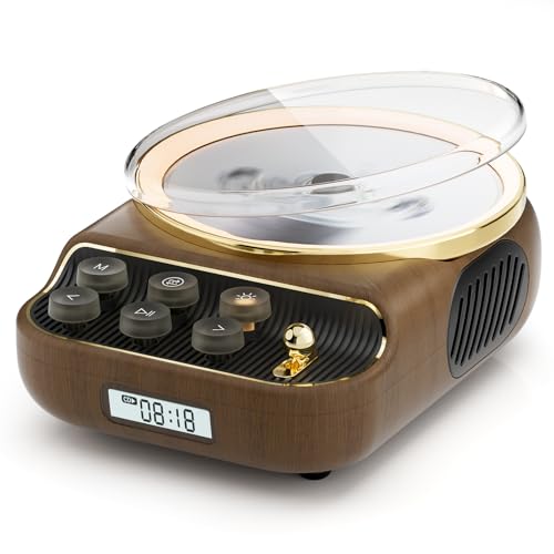 Retro CD Player Tragbar mit Bluetooth 5.3 Lautsprecher HiFi Sound Nachtlicht Staubschutz LED-Bildschirm FM-Radio Unterst&uuml;tzt AUX/TF Karte Kopfh&ouml;rerbuchse f&uuml;r Geschenk Zuhause 4 in 1-Wooden