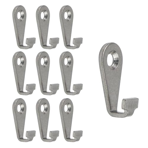 Image of MY MIRONEY 10PCS Mini Wall Hooks, Type 1 | Stainless Steel J-Shaped Mirror Hangers Hardware Photo Frame Hooks with Mounting Screws
