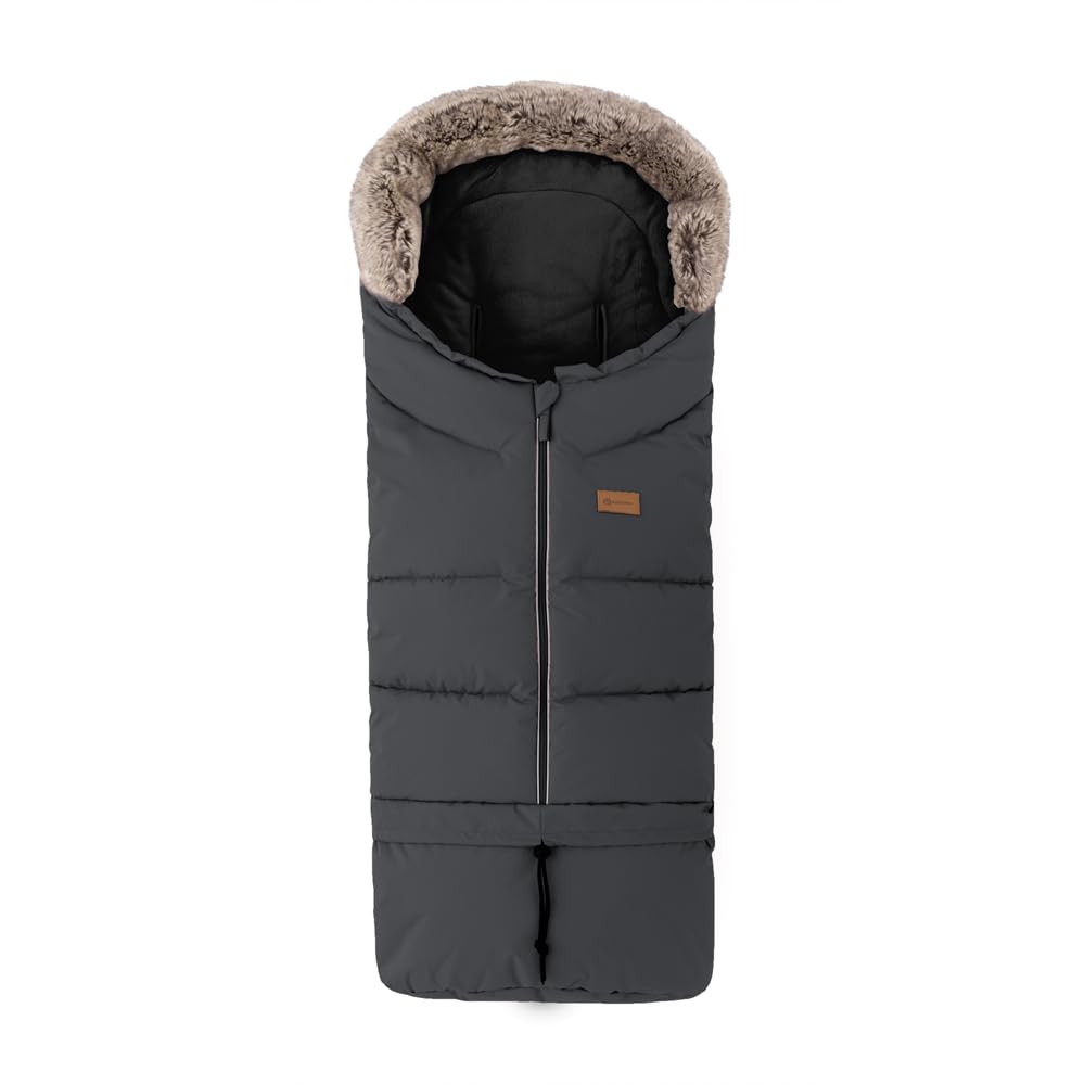 Petite&Mars Fusak 4v1 Arctic - Coprigambe invernale per passeggino, passeggino e seggiolino auto, caldo, impermeabile, antivento, Siempre Nero, 87/110x48cm, Sacco coprigambe per passeggino PETITE&MARS