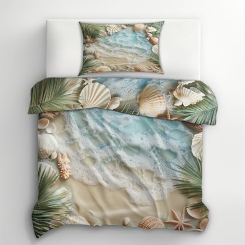 Housse de couette réversible plage 200x200 en microfibre douce avec taies - 4