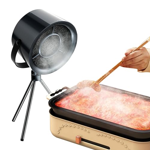Portable Range Hood for Cooking, Desktop Range Hood with 3 Speeds Adjustment, Hanging Mini Range Hoods Kitchen Exhaust Fan Filtering Fumes for Indoor BBQ, Hot Pot, RV Kitchen (Ash Black)