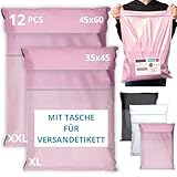 EMBALLAX - 12 Versandtaschen MIT TASCHE FÜR VERSANDETIKETT - 2 Größen XL/XXL - WIDERSTANDSFÄHIG/WASSERDICHT - Versandtüten für Kleidung - Warensendung Umschlag für Kartons - Versandbeutel A4