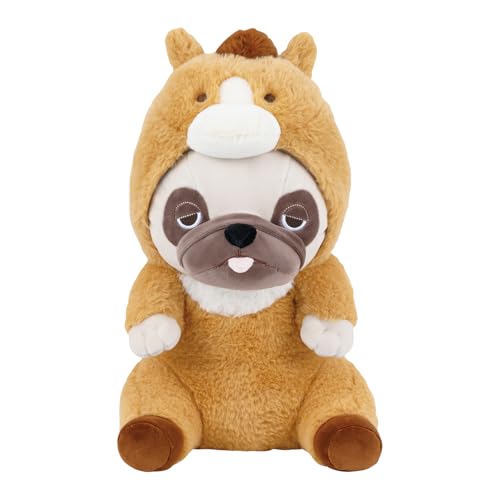 りぶはあと フード座り抱きまくらM プレミアムねむねむアニマルズ パグのハナ (全長約31cm) ウマ 干支 ぬいぐるみ 37029-32