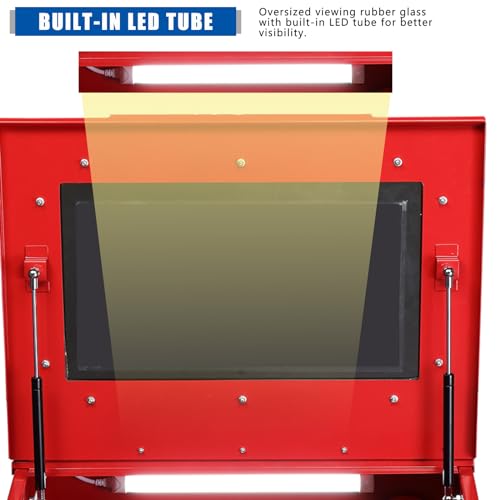 Image of 25 Gallon Sandblasting Cabinet | 40-80 PSI, Blasting Gun & 4 Nozzle, Heavy Duty Steel Bench Top, For Stain, Removal, Paint