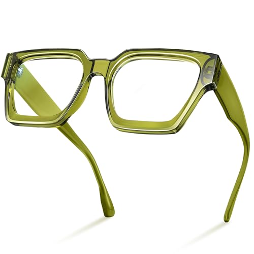 Image of livho Oversized Eyewear Frame for Woman and Men - Rectangle Fashion Glasses for Computer, Chic Preppy Frame