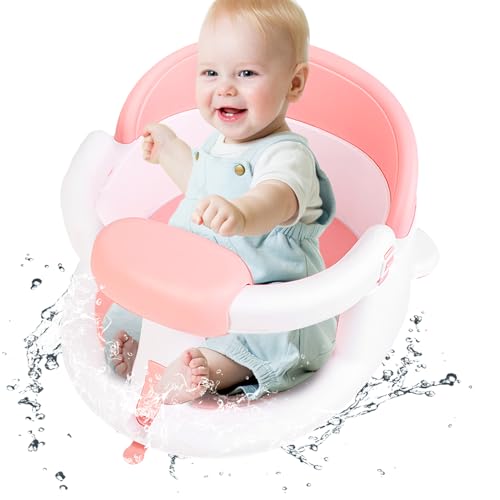 Gupcaqosjw 赤ちゃんのためのバスシート、赤ちゃんのためのバスシートを座ってください,吸引カップ付きのベビーバスチェア | 6?24ヶ月の子供向けのアンチスリップパッドを備えた取り外し可能なシャワーチェア