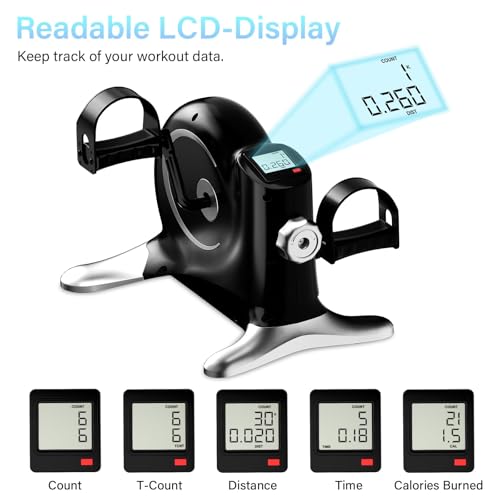 Image of Under Desk Bike Pedal Exerciser, Mini Exercise Bike for Arm /Leg Exercise, Portable Peddler with LCD Display