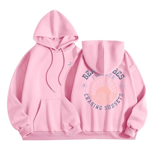 Plage et coucher de soleil en sweat à capuche femme coupe ample