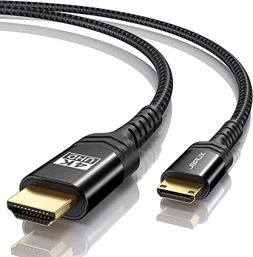 Image of JSAUX Mini HDMI to HDMI Cable 3FT, [Aluminum Shell, Braided] High Speed 4K 60Hz HDMI 2.0 Cord, Compatible with Camera, Camcorder, Tablet and Graphics,Black