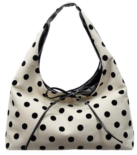 Polka Dot Tote Bag for Women Bow Tie Hobo Bags for Women Slouchy Tote Purse Large Shoulder Handbag Satchel for Travel Work