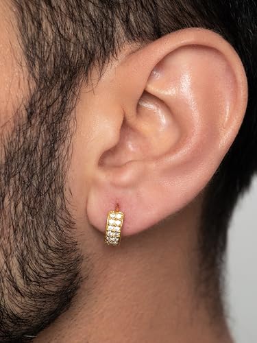 Image of ORIONZ Hoop Earrings for Men & Boys (1 Piece) - 925 Sterling Silver - Gift for Birthday Anniversary - 18k Gold Plated Jewellery - Men Fashion