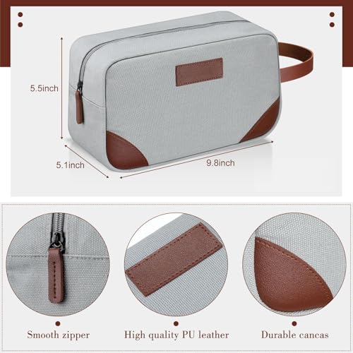 Eccliy 6 Set Groomsmen Gifts Men Toiletry Bags Men's Travel Shaving Kit Bathroom Bags Water Resistant Toiletry Case for Wedding Groomsman Proposal Gift Travel Accessories(Light Gray, Brown)2