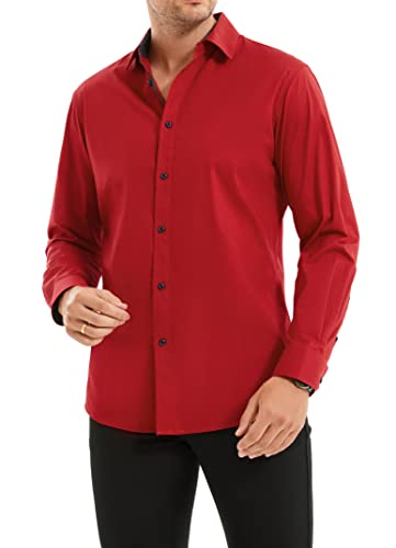 Alex Vando Mens Dress Shirts Regular Fit Long Sleeve Stretch Business Dress Shirts for Men