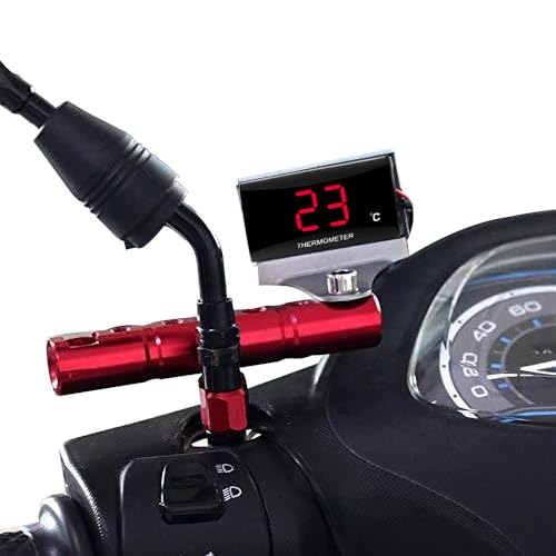 TOTMOX Thermomètre numérique universel pour moto à LED avec capteur, jauge de température de l'eau 0-120 ℃ pour scooter de moto de course 12 V, Feu rouge