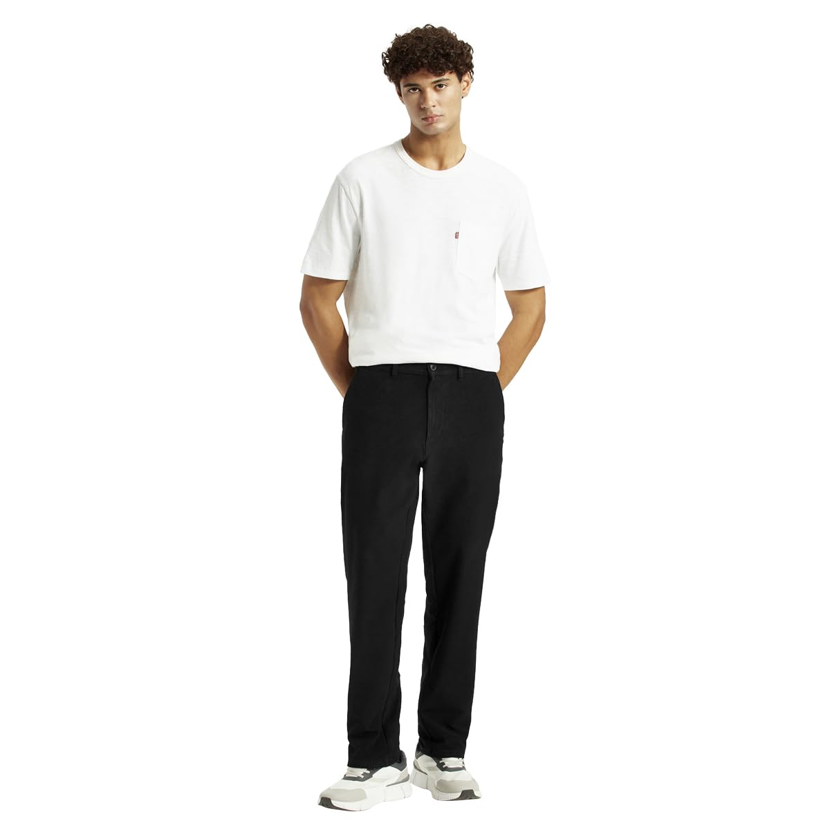 Men's Corduroy Black Relaxed Fit Trousers-image-15