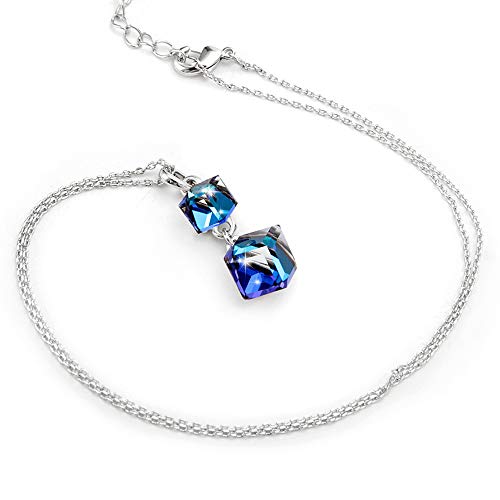 Pendentif carré double cube bleu en cristal : fini les bijoux ternes - 4