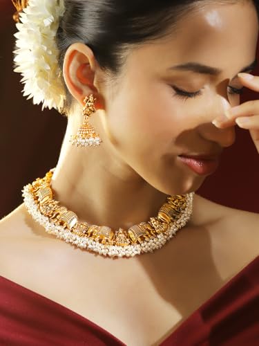 Image of Rubans Necklace Set American Diamond Zirconia Stylish Jewellery Gift for Women & Girls