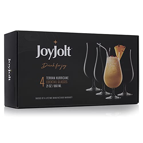 JoyJolt Terran Pina Colada Glasses Premium Hurricane Cocktail Glasses