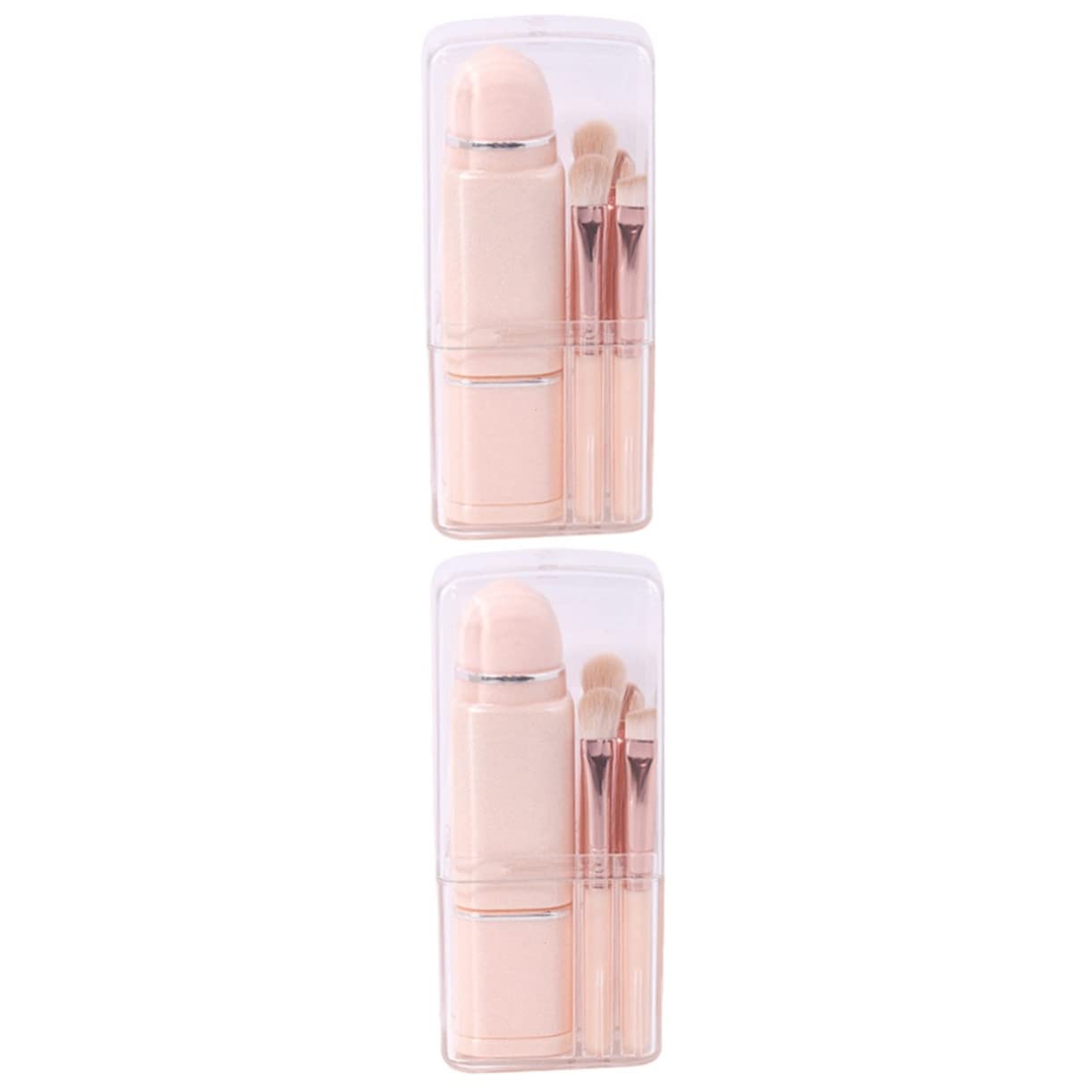 FRCOLOR 2sets Pennelli Per Trucco Multifunzionali Retrattile in Portatile Per Ombretto e Fondotinta Con Spugna Per Viaggi e Regali Speciali