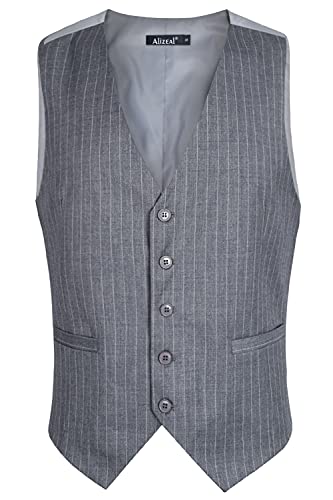 Image of Alizeal Mens Pinstripe Business Vest Formal Fit