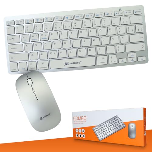 Teclado e Mouse Sem Fio Com Adaptador Bluetooth Para Notebook Des...