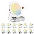 Amico 12 Pack 6 Inch 5CCT Ultra-Thin LED Recessed Ceiling Light with Junction Box, 2700K/3000K/4000K/5000K/6000K Selectable, 12W Eqv 100W, Dimmable LED Can Lights, 1000LM High Brightness Downlight